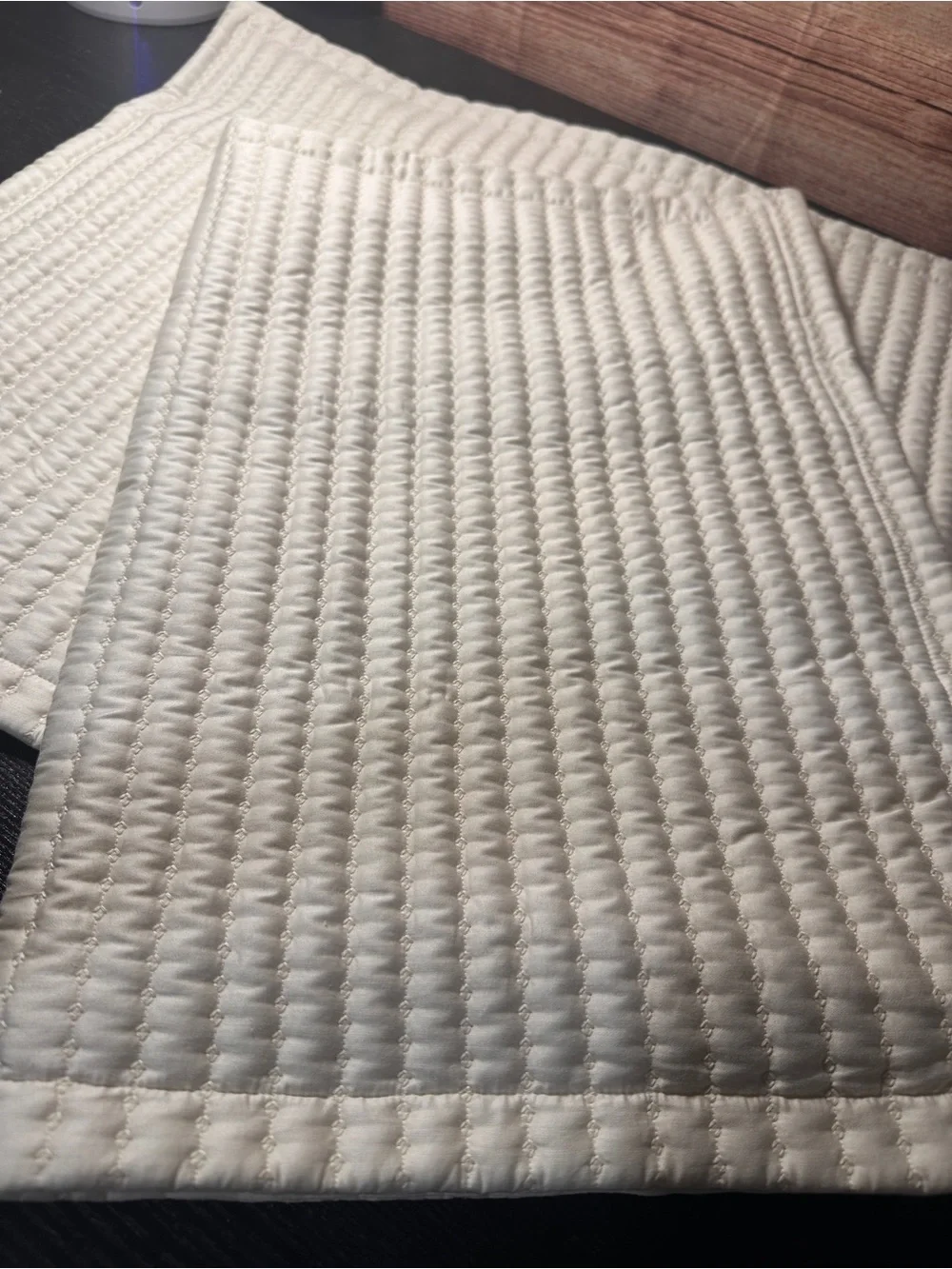 Macys Madison Park Collection white channel-stitched quilted pillow shams 20x28